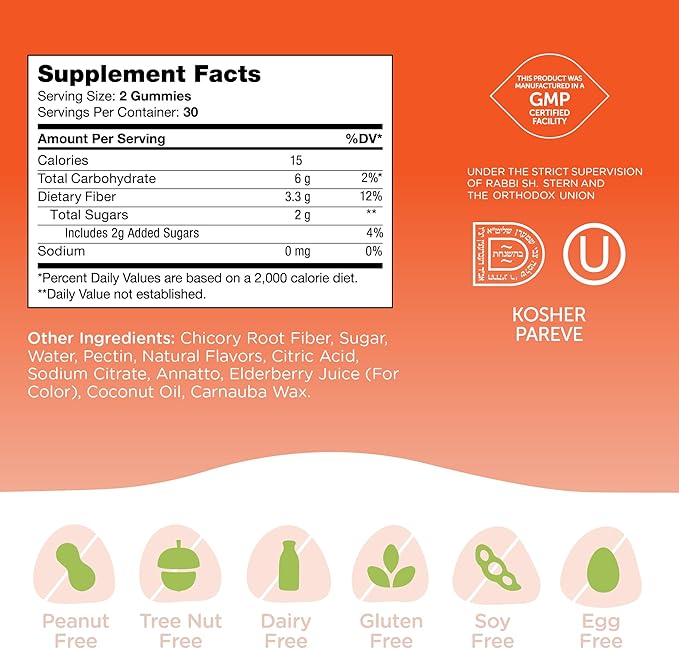 Zahler - Fiber Gummies for Adults & Kids (60 Count) Certified Kosher Adult & Kids Fiber Gummy Chews for Digestion Support, Healthy Regularity & Overall Health - Chewable Children's Fiber Supplements