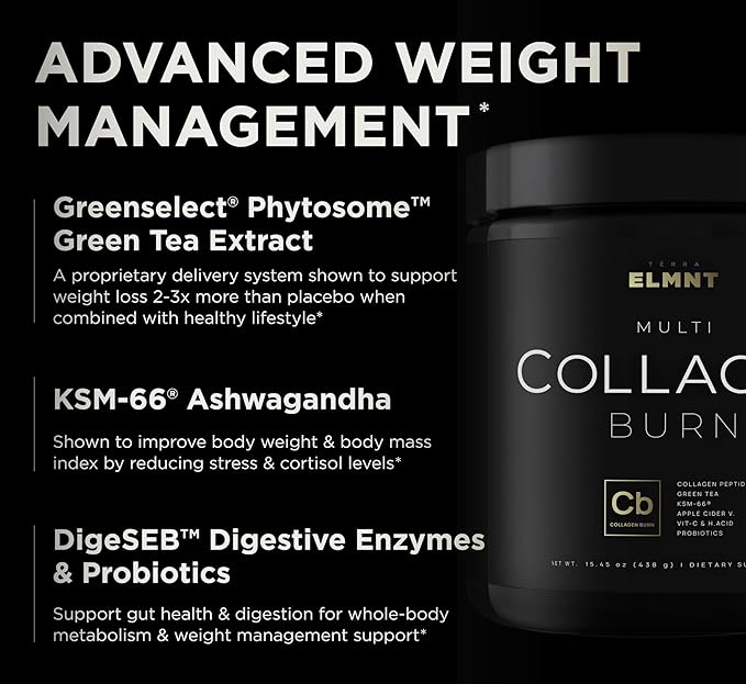 ELMNT Premium Chocolate Collagen for Women Weight Loss & Beauty w. Probiotics, ACV, KSM66, Hyaluronic Acid, Biotin & Patented Multi Collagen Peptides Protein Powder - Colageno Hidrolizado for Women