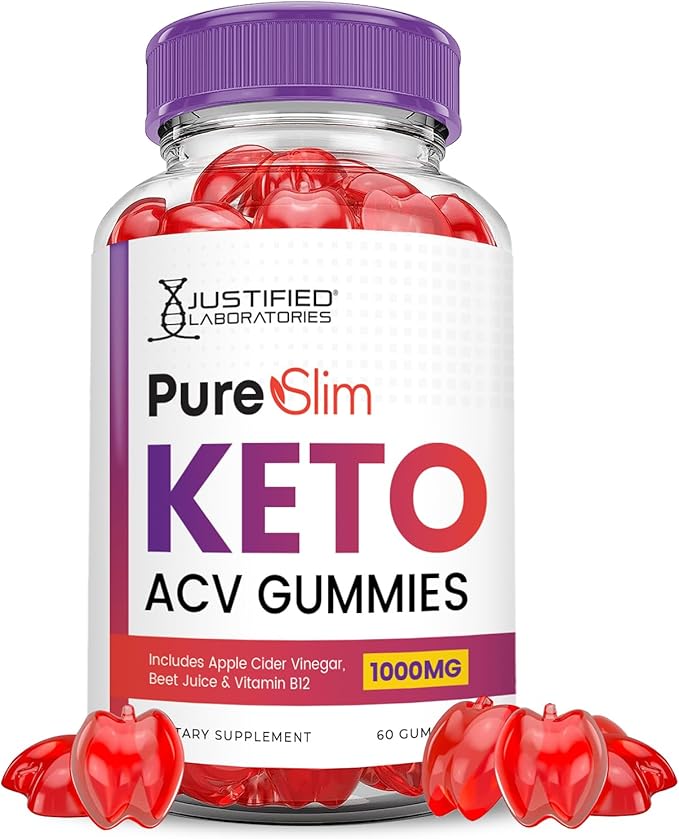 (2 Pack) Pure Slim Keto ACV Gummies Advanced Formula 1000MG PureSlim Keto Gummies Apple Cider Vinegar Formulated with Pomegranate Beet Juice Powder B12 Vegan Non GMO 120 Gummys