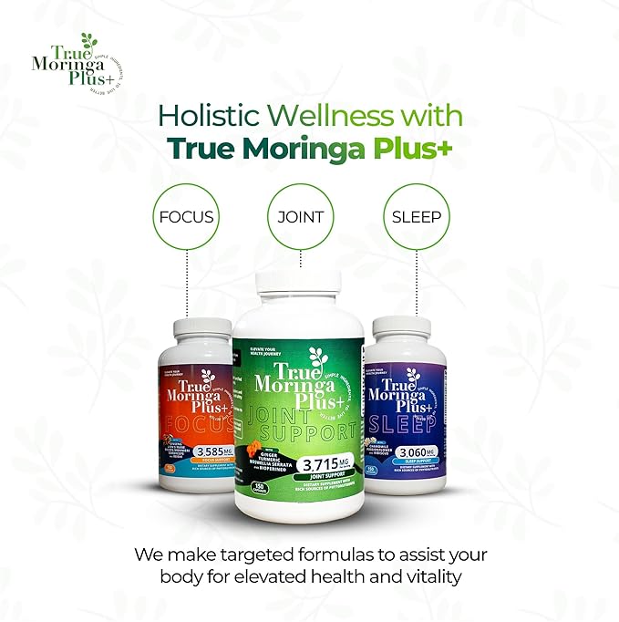 Focus Support Supplement 10:1 Extract | 20,000mg of Organic Moringa, Reishi, Cordyceps, Lion’s Mane, Ashwagandha, Bacopa Monnieri | Memory & Brain Health for Adults (150 Capsules)