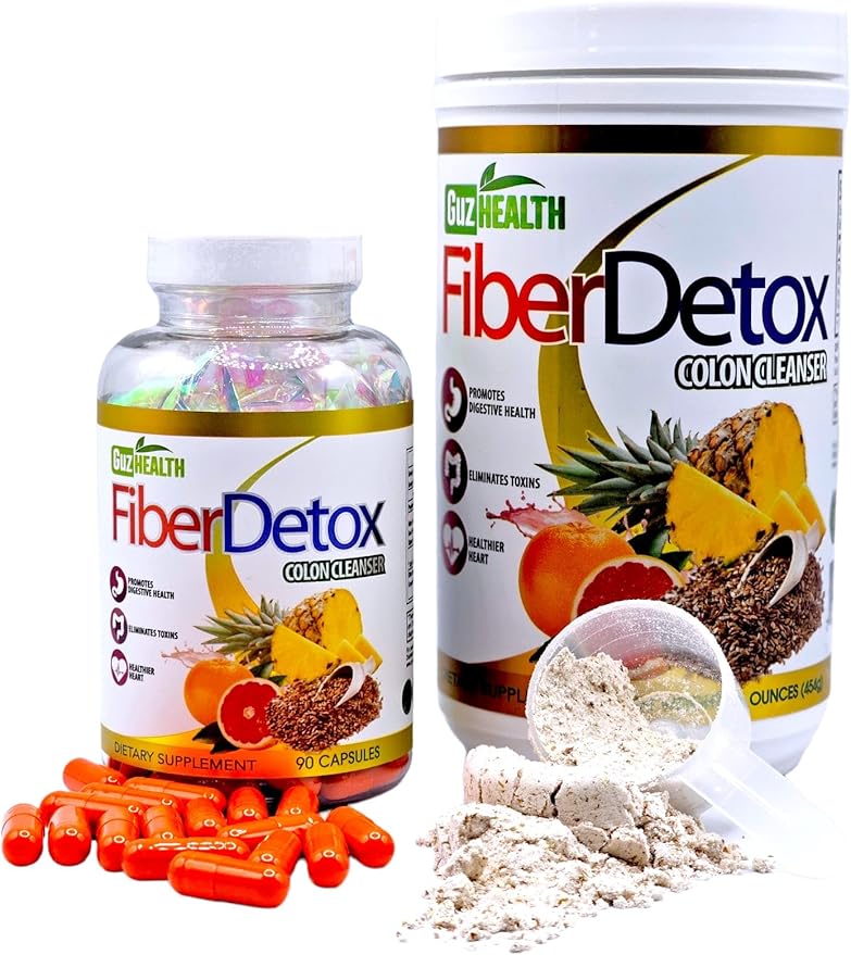 Colon Cleanser Fiber Detox Eliminate Toxins, Constipation Relief, Improve Digestion 90 Capsules - 30 Day Supply