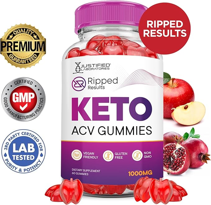 (2 Pack) Ripped Results Keto ACV Gummies Advanced Formula 1000MG Ripped Results Keto Gummies Apple Cider Vinegar Formulated with Pomegranate Beet Juice Powder B12 Vegan Non GMO 120 Gummys
