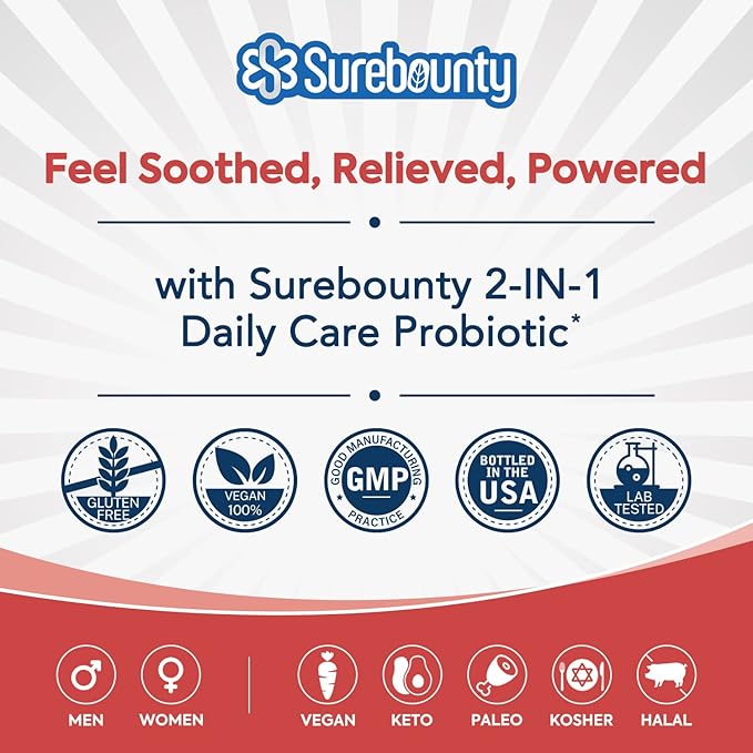 Probiotics 60 Billion CFU 19 Strains for Men & Women, with 100mg Prebiotic, Shelf Stable, 2-in-1 Daily Care Probiotic, Non-GMO, Digestive & Immune Health, 60 Veggie Capsules