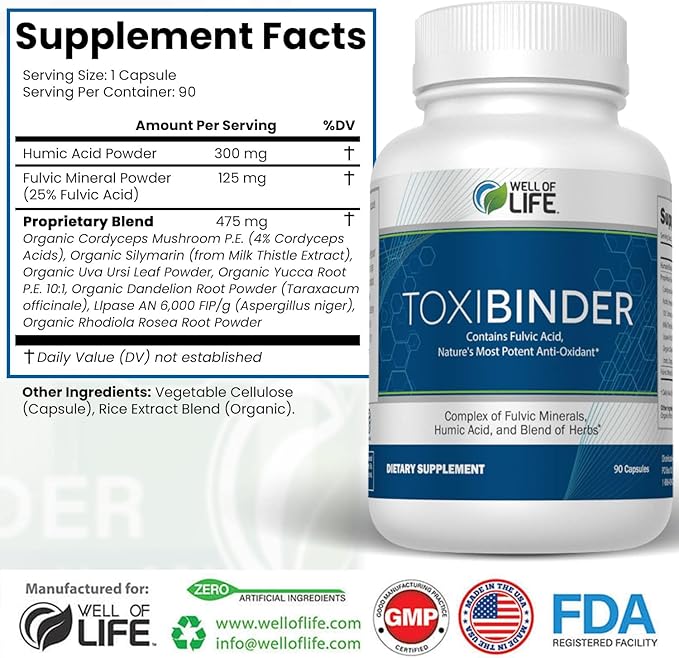 Well of Life Revitalize with Our Detox & Repair Complex ToxiBinder 90Vcap, Vegan, Non-GMO Blend of Humic & Fulvic Acids for Enhanced Energy, Better Gut & Joint Health, Hydration and Superior Nutrient