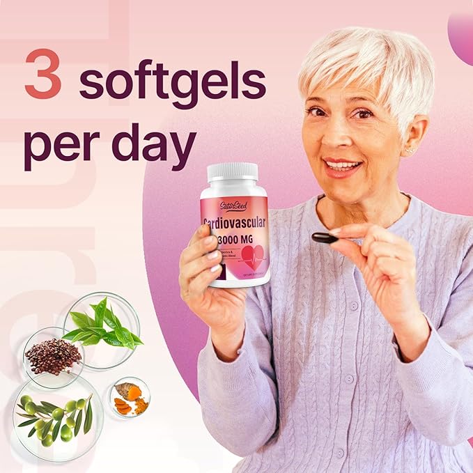 Cardiovascular Supplement 3000MG Vitamins & Probiotics & All-in-One Synergistic Blend with Omega-3 and CoQ10 for Adults 90 Softgels
