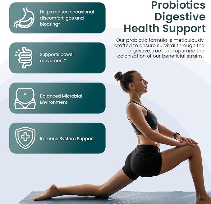 UpNourish Probiotics - 200 Billion CFUs, 15 Strains, Prebiotics & Enzymes - 60 Vegan Capsules