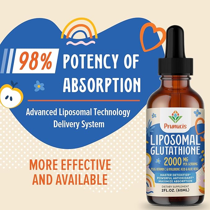 2000MG Liposomal Glutathione Liquid, 98% Absorption, Glutathione Liquid Supplement, Active Form L- Glutathione, Powerful Antioxidant Non-GMO for Immune System, Aging Defense, Detox, 4 FL.OZ