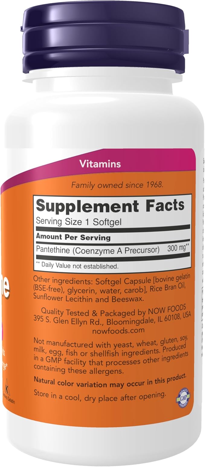 NOW Foods Supplements, Pantethine (Coenzyme A Precursor) 300 mg, Cardiovascular Health*, 60 Softgels