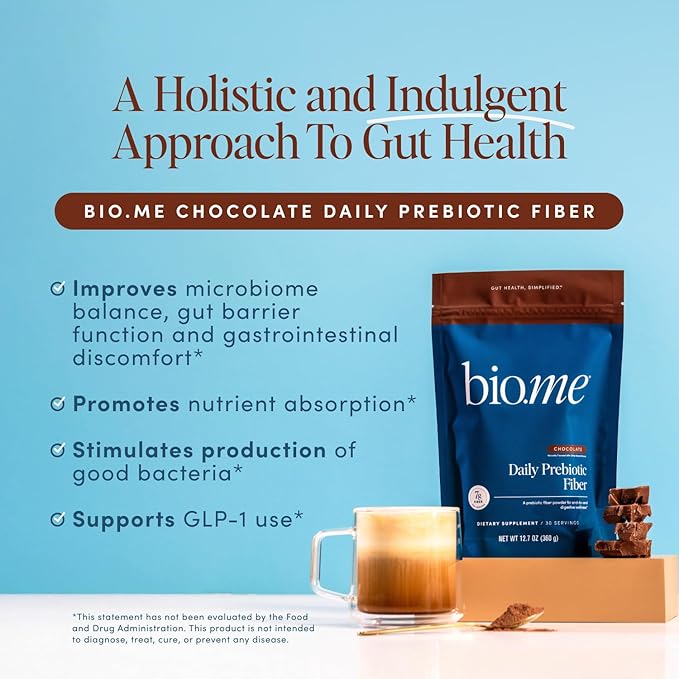 Daily Prebiotic Fiber Chocolate-Fiber Supplement Powder for Digestive Health & Gut Health - Fiber Powder Prebiotics, Non-GMO Dietary Fiber, Gluten & Sugar Free Soluble Fiber Supplements-30 Servings