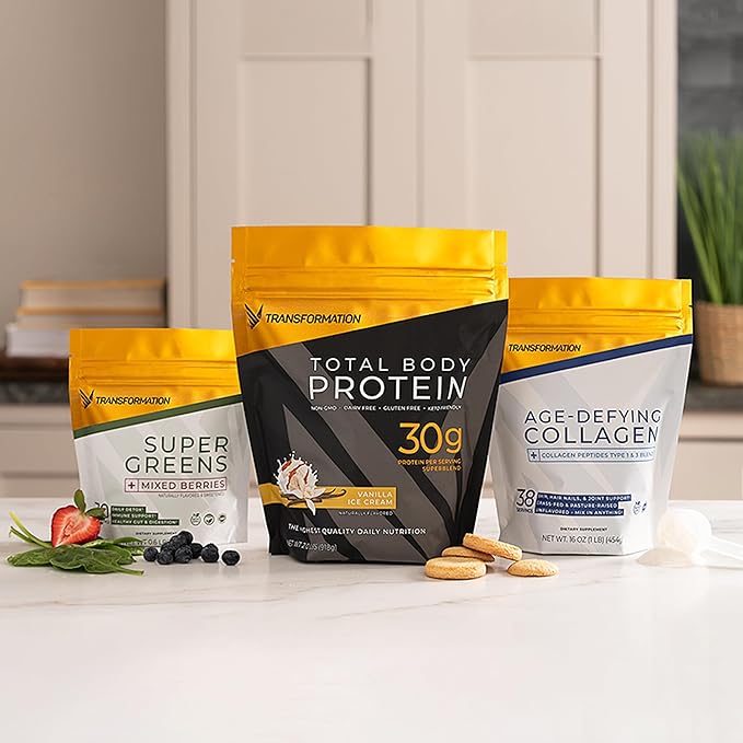 Transformation Protein Super Blend | Egg White, Collagen Peptides, and Plant Protein | 15 Billion CFU Probiotics | Digestive Enzymes | MCT Oil | Low Carb Shake for Men & Women | Vanilla, 10 pack
