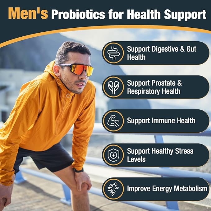 Probiotics for Men, 500 Billion CFUs & 12 Strains, Probiotics for Digestive Health, Men's Probiotic with Turmeric, Cranberry, Goji, for Overall Digestive, Immune Health, Gut & Bloating, 120 Day Supply