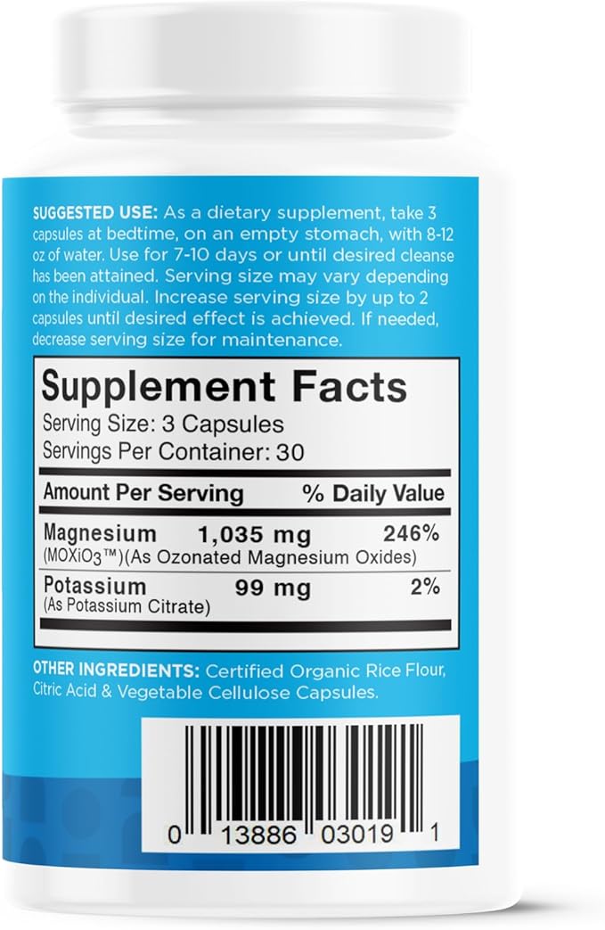 nbpure MagO7 - Natural Colon Cleanse & Detox - Occasional Constipation Relief, Stool Softening, & Bloating Support for Men & Women - Ozonated Magnesium Oxide, 90 Capsules