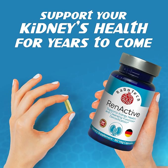 RenActive Kidney Detox Cleanse, Kidney Health Supplement for All-Natural Kidney Cleanse, Gut Health and Overall Wellness, 60 Veg Capsules, GMP