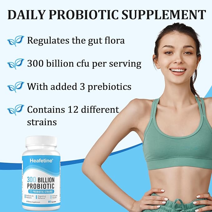 300 Billion CFUs Probiotic, Probiotics for Women Men - 12 Probiotics Strains + 3 Organic Prebiotics, Probiotics for Digestive Health & Immune, Gut Health Bloating, Shelf Stable Probiotic - 60 Capsules