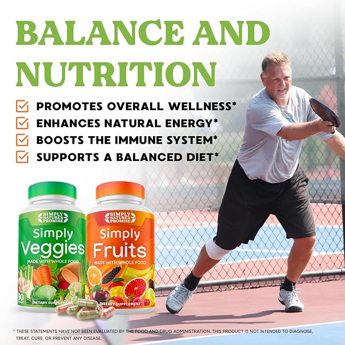 Simply Nature's Promise - Packed with Over 40 Different Fruits & Vegetables - 3 Month Supply- Made with Whole Food Superfoods - with Aloe Vera – 100% Soy Free - 540 Capsules