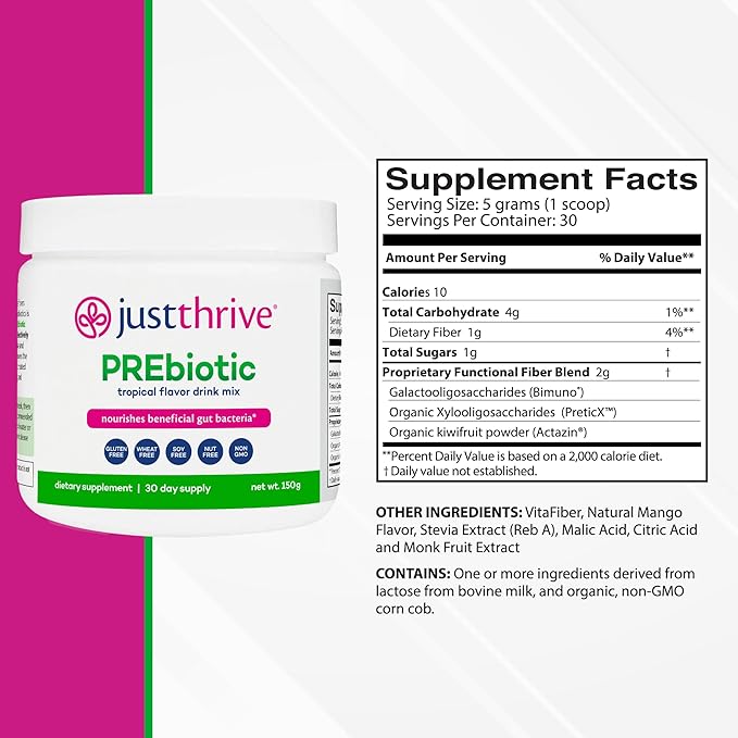 Just Thrive PREbiotic Powder - Digestive and Immune Support Supplement, 150 g