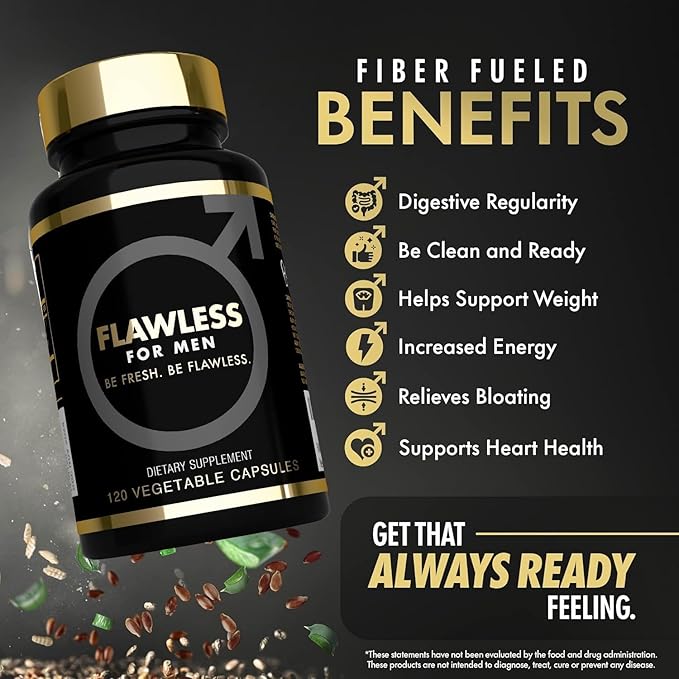 USA'S Most Fiber Rich Supplement 120 Capsules Mega Dose 3000mg Blend Psyllium Husk, Aloe Vera, Chia Seed & Flaxseed Powder Gut Health, Cleanliness, Constipation