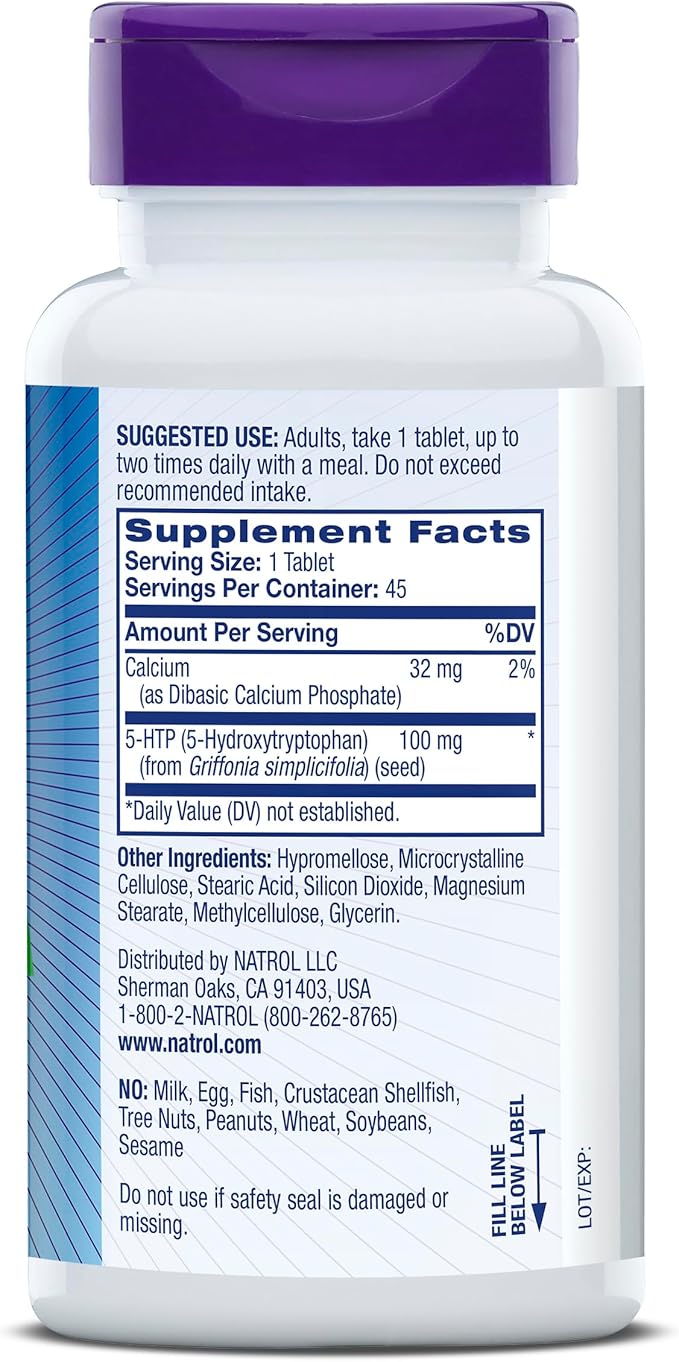 Natrol 5-HTP 100mg, Dietary Supplement Helps Support a Balanced Mood, 90 Time Release Tablets, 22-45 Day Supply