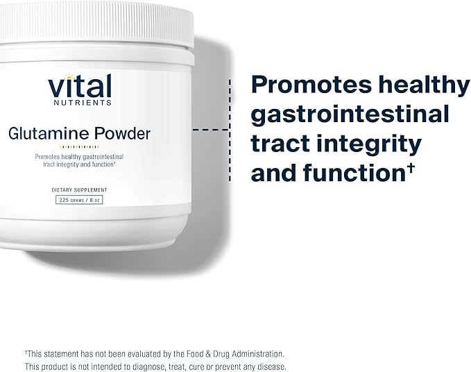 Vital Nutrients Glutamine Powder | 225g L-Glutamine | Healthy Gastrointestinal Tract Function | Gluten, Dairy, Soy Free | Non-GMO | 225g/8 oz L-Glutamine Powder