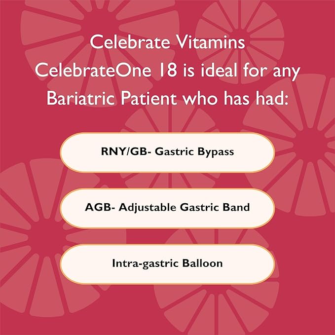 Celebrate Vitamins CelebrateONE 18 Chewables, 18mg Iron - One A Day Bariatric Multivitamin, Essential Vitamins & Minerals - Gastric Bypass & Sleeve Gastrectomy Supplement - Black Cherry (90 Tablets)