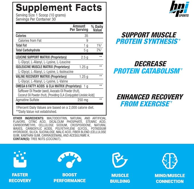 BPI Sports Best BCAA - BCAA Powder - Branched Chain Amino Acids - Muscle Recovery - Muscle Protein Synthesis - Lean Muscle - Improved Performance – Hydration – Sour Candy - 35 Servings - 12.34 oz.