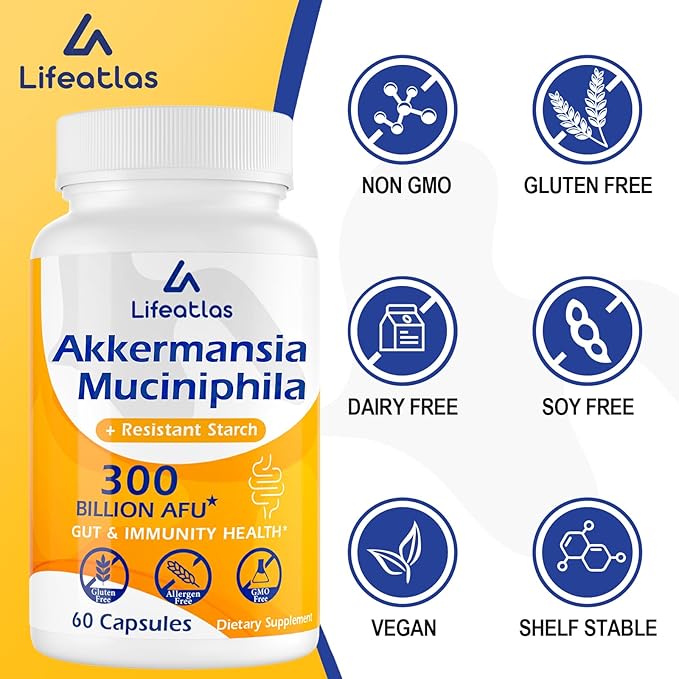 GLP-1 Supplement | 300 Billion AFU Akkermansia Muciniphila, Akkermansia Probiotic for Women Men, Akka Superbiotics for GLP-1 Production, Digestive, Gut, Immunity, Enhances Gut Lining Function, 60 Caps