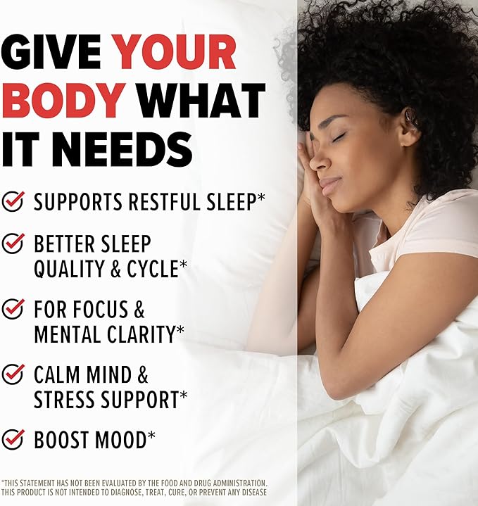 10X Health Sleep Supplement - Magnesium Supplement with L Theanine & Melatonin 3mg for Longer Sleep Support & Relaxation - 3-in1 Sleep Supplements for Adults - 60 Capsules