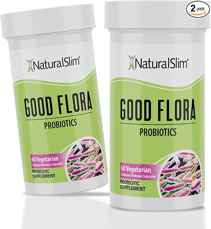 NaturalSlim Good Flora – Probiotics for Digestive Health, Intestinal Flora and Immune Support with Lactobacillus Acidophilus Probiotic | 7 Powerful Probiotic Strains | Gluten Free - 120 Capsules