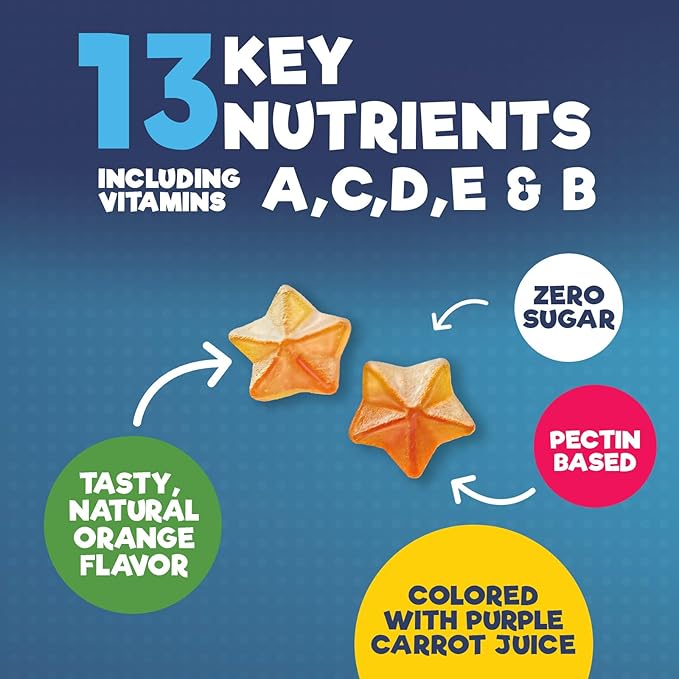 Vitamins for Kids Multivitamin Gummy, Childrens Vitamins Sugar-Free, Overall Health & Immune Support, Vitamin C, B6, B12, D3 & Zinc, Chewable Kids Multi Supplement, Orange Flavor, Non-GMO - 60 Gummies
