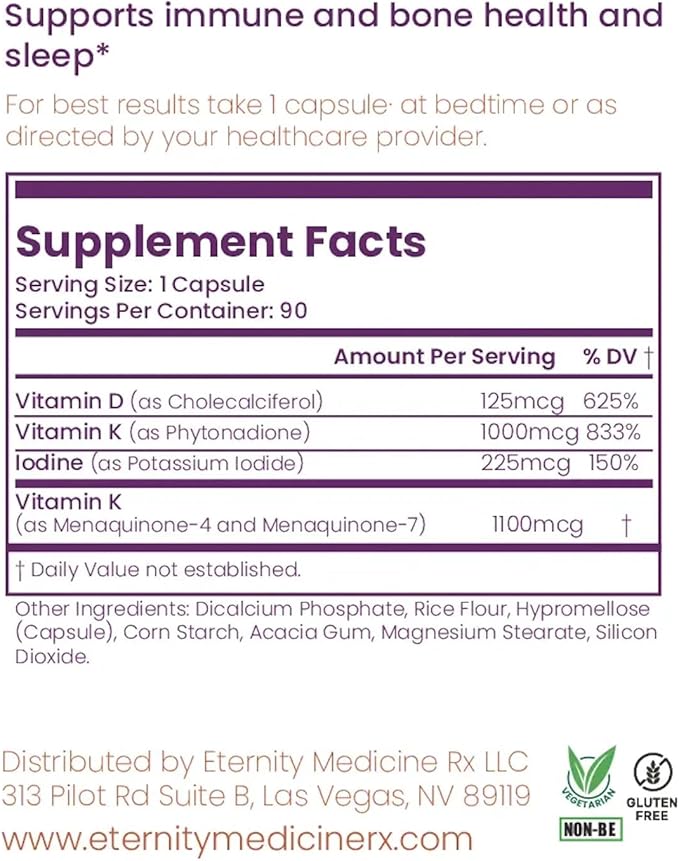 Vitamin D3 + K2 Supplement – Bone, Heart, and Immune Support – 90 Capsules