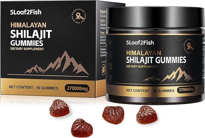 Organic Shilajit Gummies, Pure Himalayan Shilajit Gummies for Men Supplement, Gold Shilajit Gummies for Women,Natural 85+ Trace Minerals, Ashwagandha, Black Seed Oil Extract, 90 Gummies