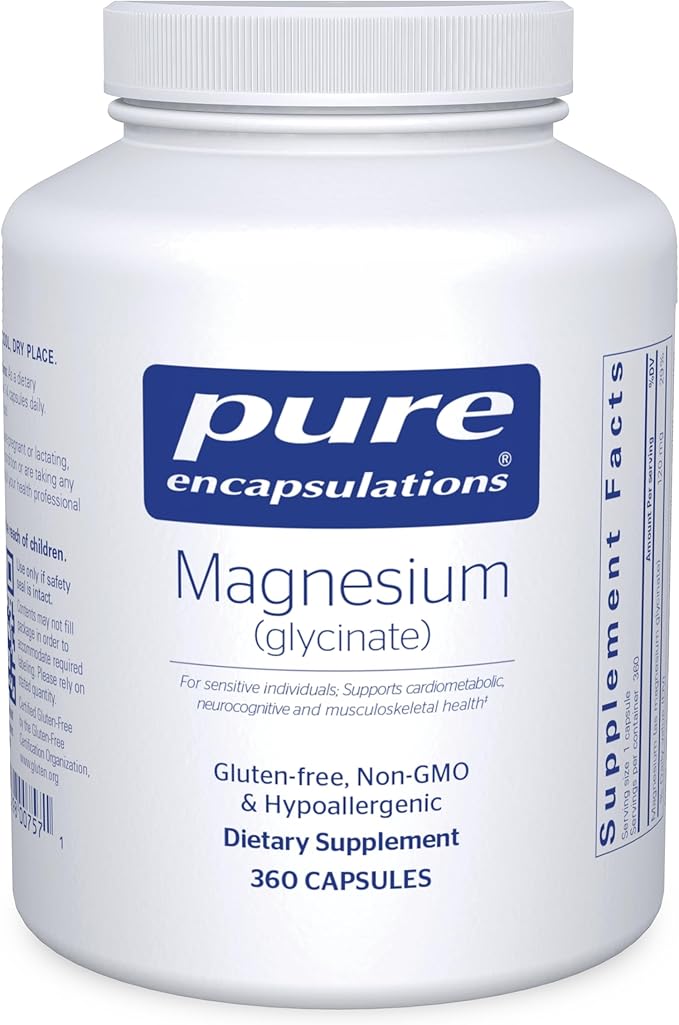 Pure Encapsulations Magnesium (Glycinate) - Supplement to Support Stress Relief, Sleep, Heart Health, Nerves, Muscles, and Metabolism* - with Magnesium Glycinate - 360 Capsules