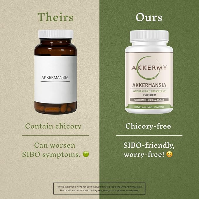 Akkermansia Probiotic for Healthy Weight - Naturally Increases GLP-1-120 Day Supply - Contains Bacillus Coagulans, Vitamins B2, D3 & Chromium - SIBO Friendly, Vegan & Gluten Free