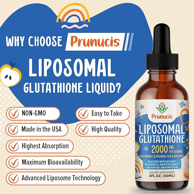 2000MG Liposomal Glutathione Liquid, 98% Absorption, Glutathione Liquid Supplement, Active Form L- Glutathione, Powerful Antioxidant Non-GMO for Immune System, Aging Defense, Detox,8 FL.OZ