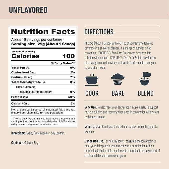 Bundle of Isopure Unflavored Whey Protein Isolate, 25g Protein, Zero Carb, 16 Servings, 1 Pound (Packaging May Vary) + Collagen Peptides Powder, 14 Servings, Unflavored, with Vitamin C, with Biotin