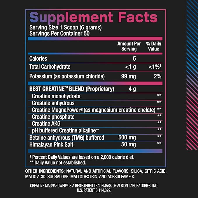 BPI Sports Best Creatine - Includes 6 Advanced Forms of Creatine - Supports Muscle Building and Post-Workout Recovery - Icy Blue Raz, 50 Servings