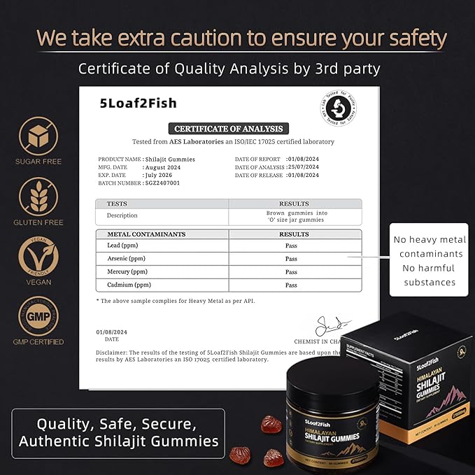 Organic Shilajit Gummies, Pure Himalayan Shilajit Gummies for Men Supplement, Gold Shilajit Gummies for Women,Natural 85+ Trace Minerals, Ashwagandha, Black Seed Oil Extract, 90 Gummies