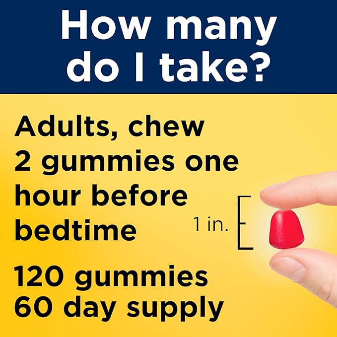 Nature Made Melatonin 10mg per serving Gummies, Maximum Strength Dosage, 100% Drug Free Sleep Aid for Adults, 120 Melatonin Gummies, 60 Day Supply