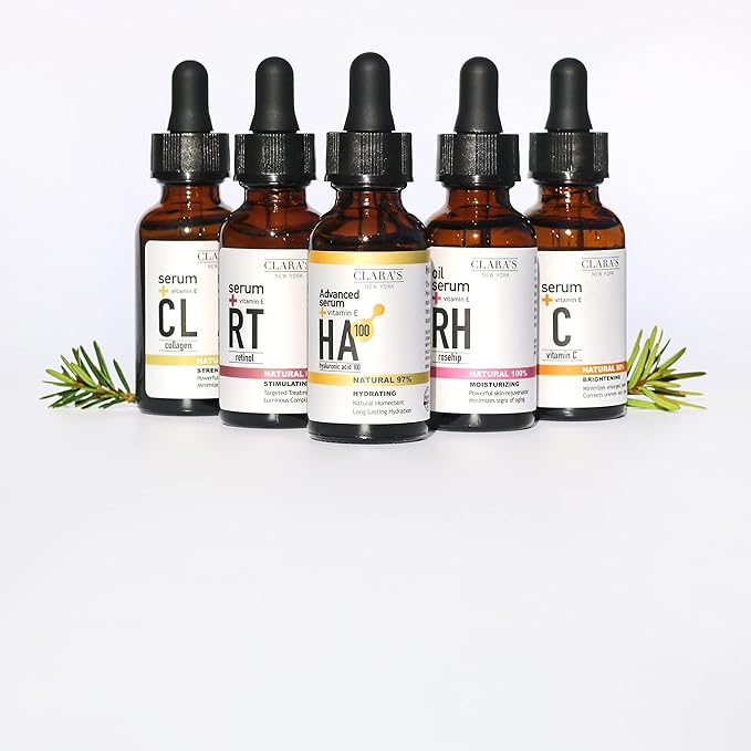 CLARA'S NEW YORK 100 Pure Advanced Hyaluronic Acid Facial Serum 30ml with Vitamin E for Plumping, Anti Aging and Intense Hydration, Moisturized Skin - Made in USA 30ml (1Fl/Oz)