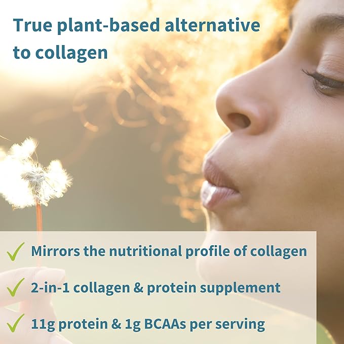 Vegan Collagen Peptide Powder, Enhanced with Glycine, Proline & Hydroxyproline & Cofactor Vitamin C, Non GMO, Complete Vegetarian Plant Based Collagen Powder Booster, 4 x 35 Servings, Pure & Essential