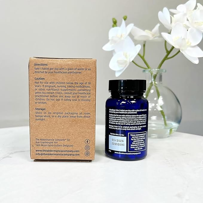 Akkermansia Company Healthy Weight - Akkermansia Probiotic, Akkermansia Muciniphila, GLP-1, Metabolic Vitamins, GLP-1 Supplement for Gut Health, Chromium, Green Tea Leaf - 30 Tablets (Pack of 1)