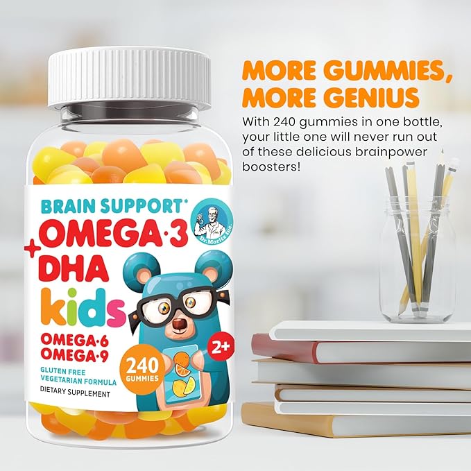 DR. MORITZ Omega 3 Kids Gummies - Vegan DHA Kids Omega 3 Gummies with Omega 3 6 9 - Omega 3 Gummies for Kids, No Fish Oil - Kids Omega 3 Supplement (240 Count)