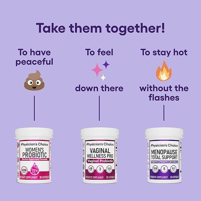 Physician's CHOICE Menopause Probiotic Supplement for Women - Supports Hormone Balance, Hot Flashes, Night Sweats, Weight Management, Bloating & Gut Health - with Black Cohosh, Resveratrol+ - 45ct