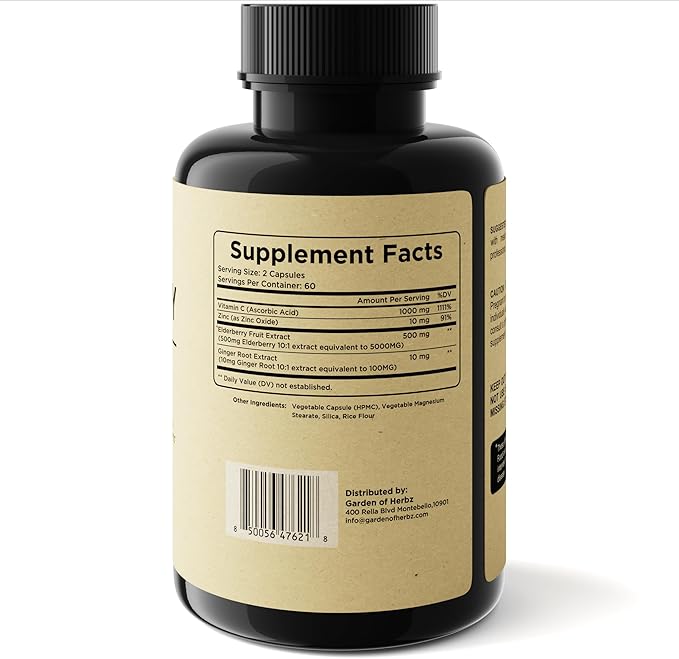Elderberry with Vitamin C, Zinc, & Ginger – Potent Immune Booster 5000 Mg Elderberry, Zinc, & Vitamin C – Non-GMO Immunity Vitamins for Adults to Help You Feel Vibrant, 120 Caps