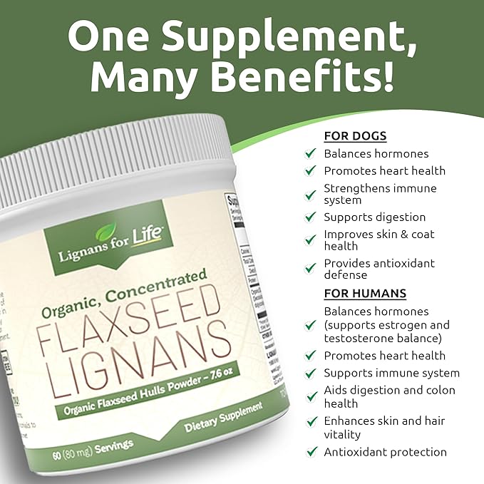 Lignans for Life - Natural Bulk Ground Flaxseed Powder - Omega 3 & 6 Fatty Acids Filled High Fiber Antioxidants - Support Healthy Heart & Hair, Healthy Immune System - 60 Servings 80mg per tab, 2 Pack