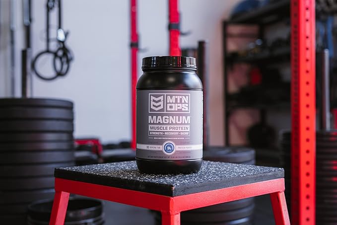 MTN OPS Magnum Strawberry Protein Powder, 23g of Whey Isolate Protein & Milk Protein with BCAAs, Zero Sugar & Gluten Free, Strawberries & Cream, 30-Serving Tub