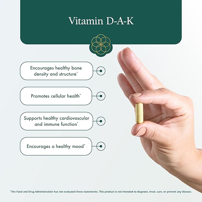 Natura Health Products Vitamin D-A-K Supplement - Supports Healthy Bone, Heart and Vision Function, Featuring Vitamin D3 5000 IU, K2 50 mcg, K1 550 mcg, Vitamin A 1000 IU, Bioavailable (60 Capsules)