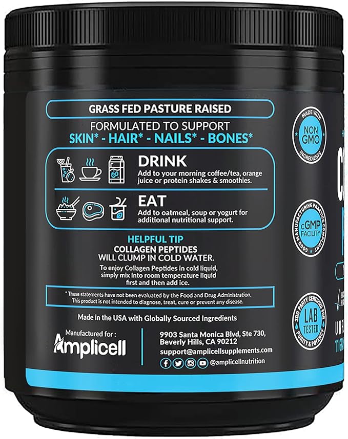 Collagen Peptides Powder - Hydrolyzed Type 1 & 3 Collagen for Hair, Skin, Nails & Joints - Unflavored Multi Collagen Protein - Grass-Fed, Keto & Paleo Friendly Collagen for Women & Men - 41 Servings