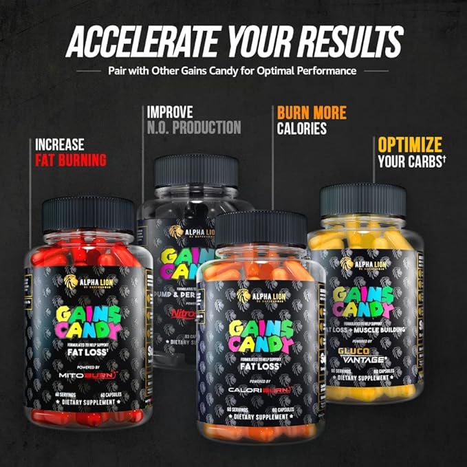 ALPHA LION Gains Candy, Pills That Support Weight Loss, Energy Supplements, 100% Natural Extract, Calorie Burning, Regulates Healthy Metabolism, 60 Capsules (Fat Loss - CaloriBurn®)