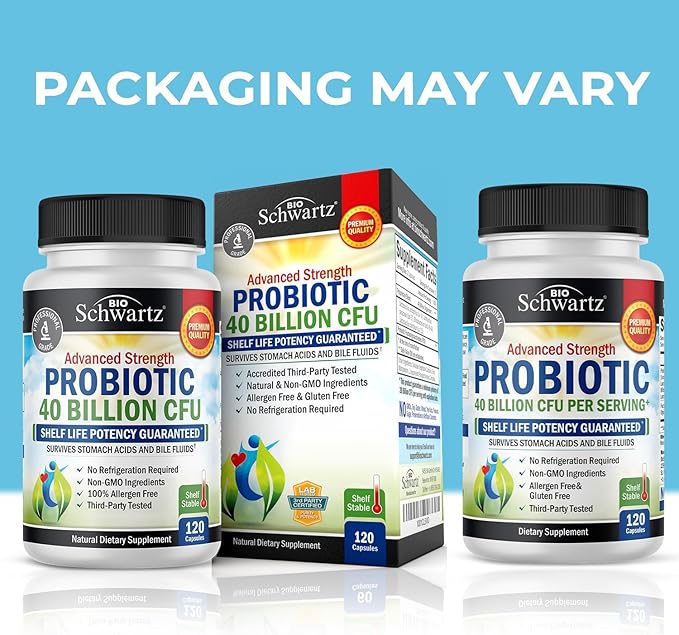 Daily Probiotic Supplement 40 Billion CFU - Gut Health Complex with Astragalus and Lactobacillus Acidophilus Probiotic for Women and Men - Shelf Stable Pre and Probiotics for Digestive Health 120 ct